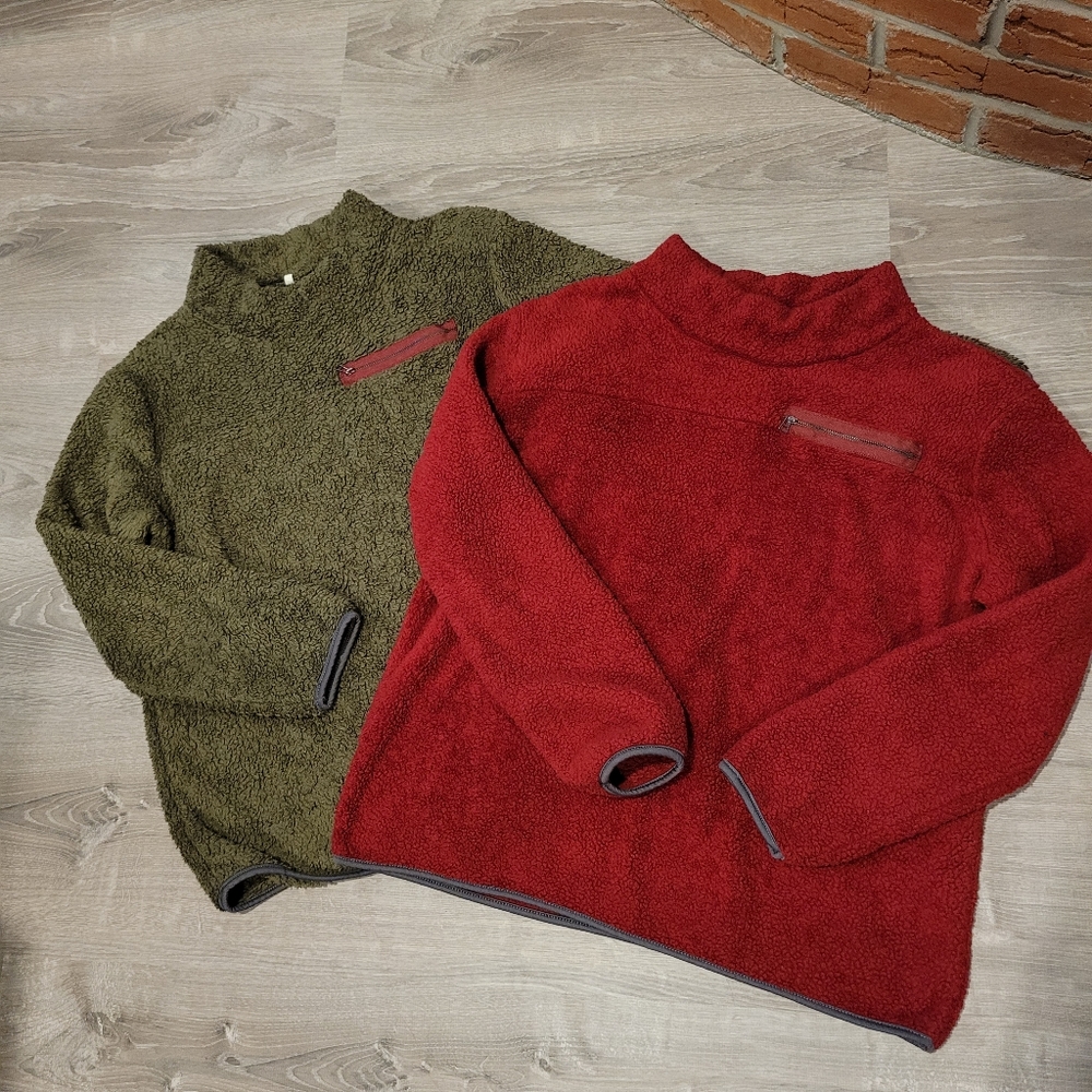 2 Warm Sherpa like pullovers sweaters